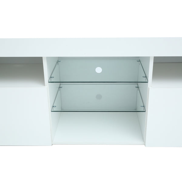 145 Modern 57 inchesTV Stand Matte Body High Gloss Fronts with 16 Color LEDs - Deals Kiosk