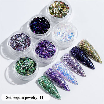 6PCS/Set Nail Beauty Chrome Glitter Kit, Nail Sequin Nail Art Mirror Powder Decoration - Deals Kiosk