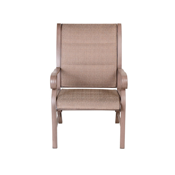 Aluminum Patio Chat Set with Faux Wood Top Table & Quick Dry Cushioning 4PCS SET - Deals Kiosk