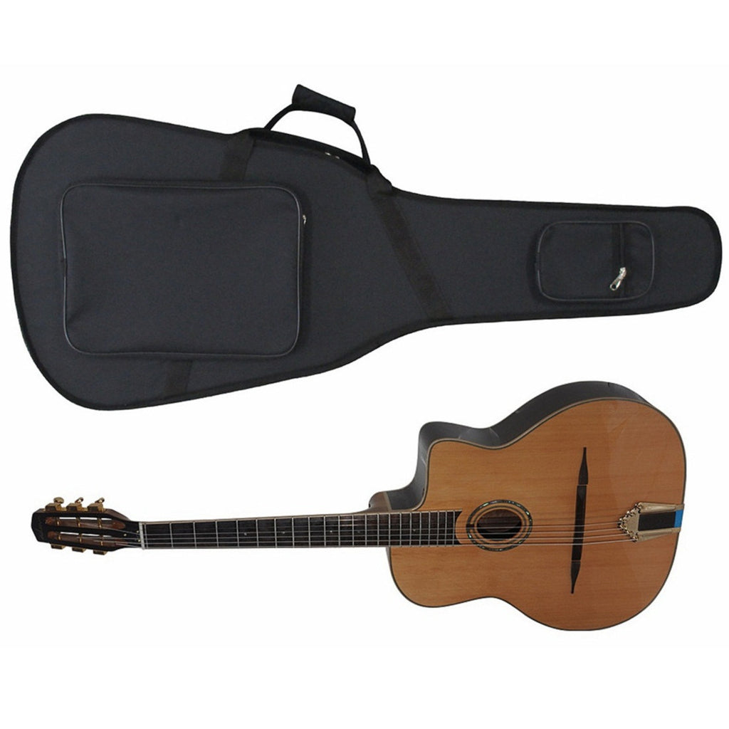 ADM Solid Gypsy Jazz Guitar Oval Hole with Foam Case - Deals Kiosk