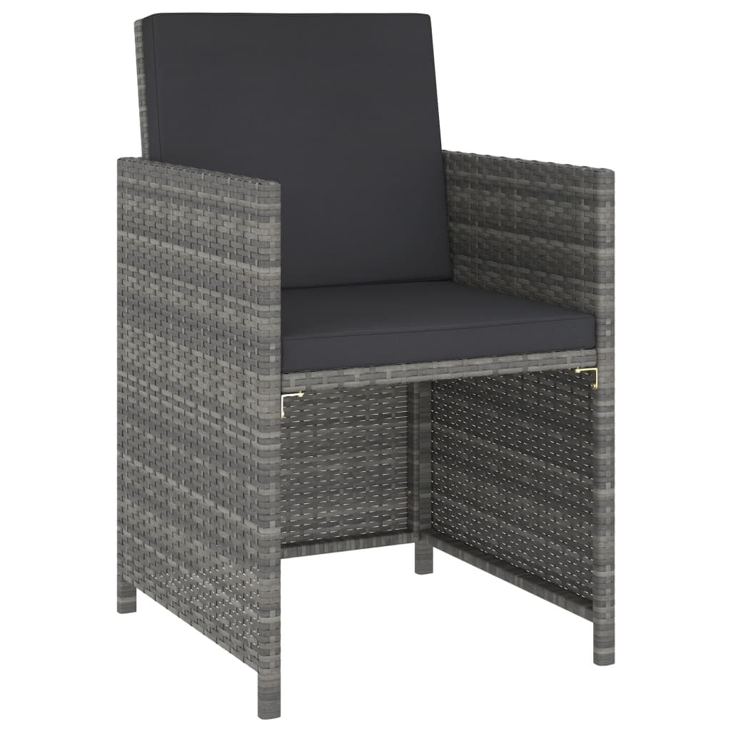 6 Piece Outdoor Dining Set Poly Rattan and Acacia Wood Gray - Deals Kiosk