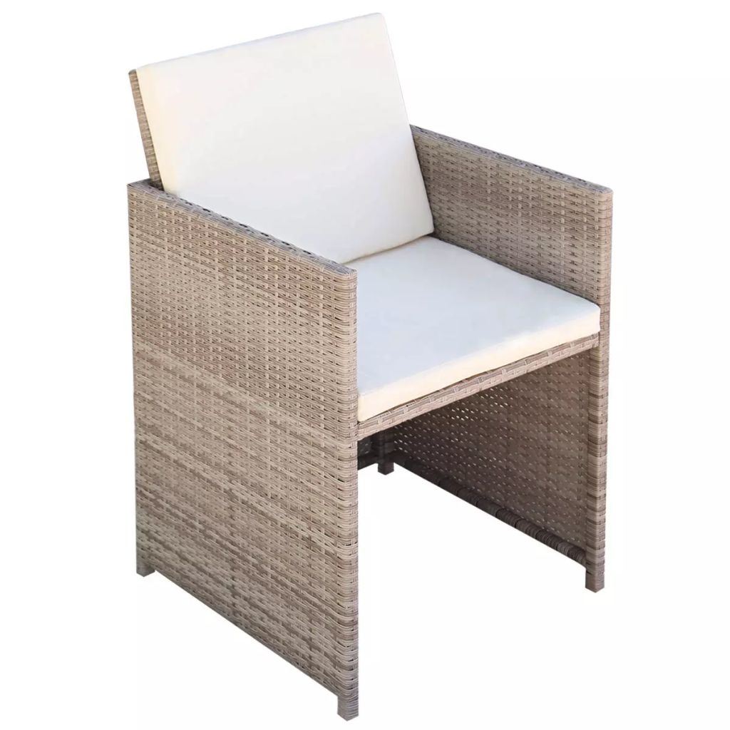 5 Piece Outdoor Dining Set with Cushions Poly Rattan Beige - Deals Kiosk