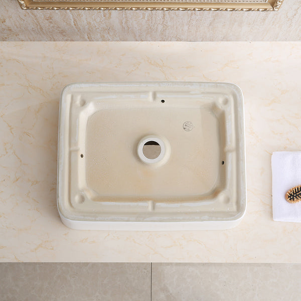 CHANGIE 6030W Top Mount Vanity Bathroom Ceramic Vessel Basin, White, 19 x 15 inches - Deals Kiosk