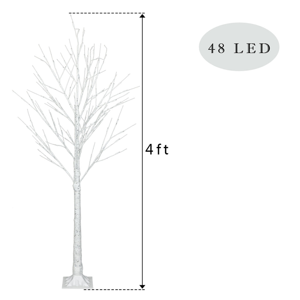 4 Feet Birch Tree, 48 LED Lights, Warm White, for Home, Festival, Party, and Christmas Decoration, Indoor and Outdoor Use YJ - Deals Kiosk