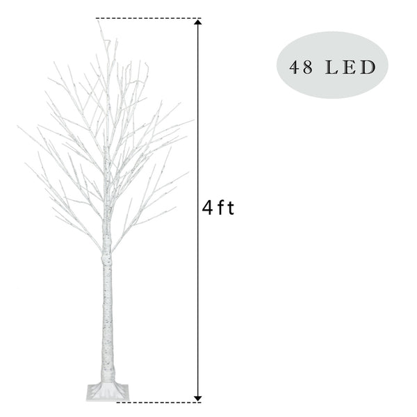 4 Feet Birch Tree, 48 LED Lights, Warm White, for Home, Festival, Party, and Christmas Decoration, Indoor and Outdoor Use YJ - Deals Kiosk