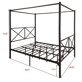 Metal Canopy Bed Frame, Platform Bed Frame Queen with X Shaped Frame Queen Black - Deals Kiosk