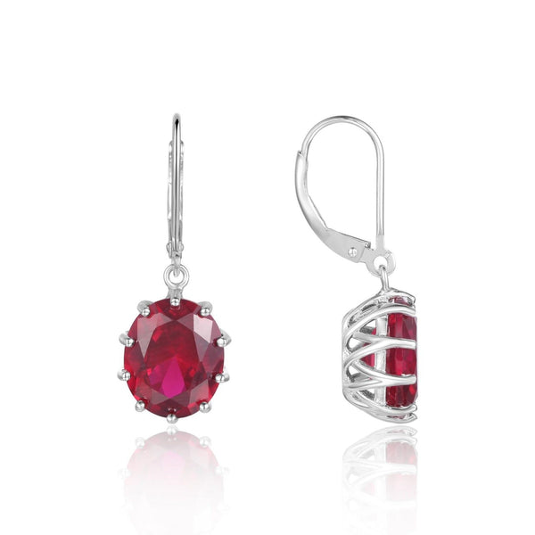 925 Sterling Silver, Ruby Lever Back Gemstone Earrings - Deals Kiosk