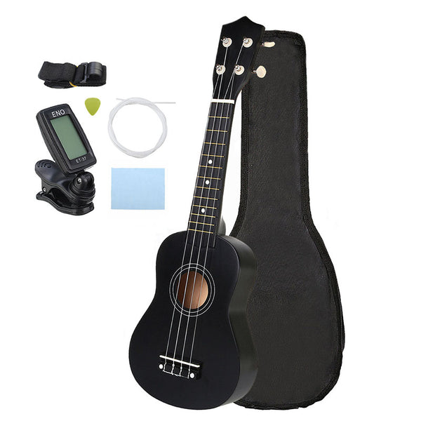 21 Inch Economic Soprano Ukulele Uke Musical Instrument With Gig bag Strings Tuner Black - Deals Kiosk