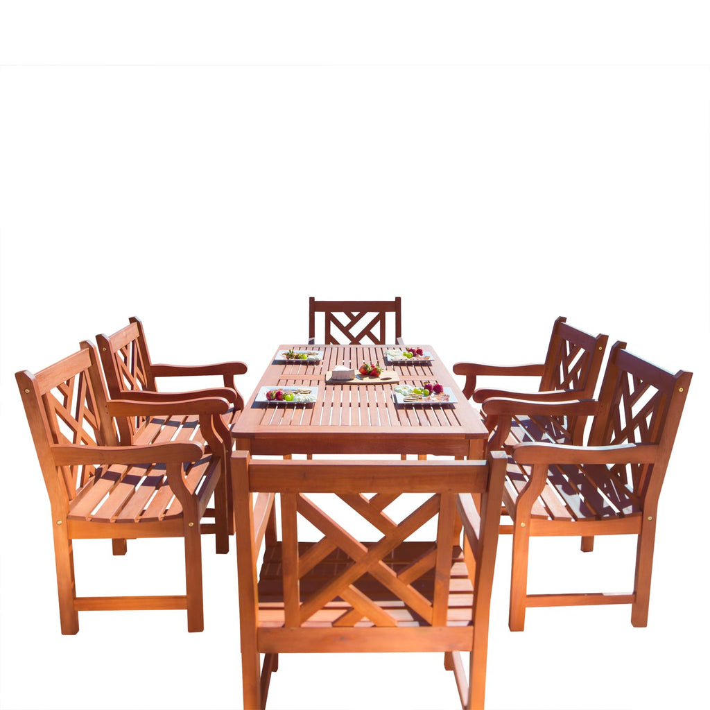 Malibu Eco-Friendly 7-Piece Wood Outdoor Dining Set V98SET11 - Deals Kiosk